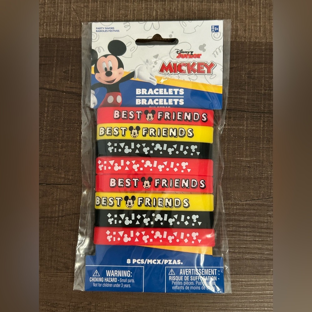 Disney Mickey Mouse Rubber Bracelet 8 Pack Best Friends NEW SEALED PACKAGE!